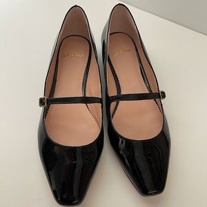 JCrew Black Patent Leather Mary Jane Flats Never Worn Size 9.5